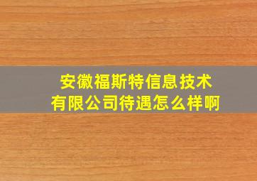 安徽福斯特信息技术有限公司待遇怎么样啊