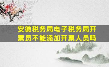 安徽税务局电子税务局开票员不能添加开票人员吗