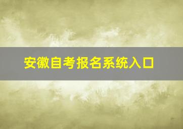 安徽自考报名系统入口