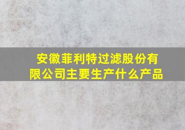 安徽菲利特过滤股份有限公司主要生产什么产品