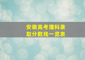 安徽高考理科录取分数线一览表