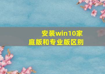 安装win10家庭版和专业版区别