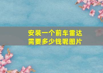 安装一个前车雷达需要多少钱呢图片