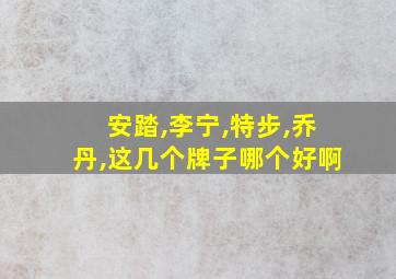 安踏,李宁,特步,乔丹,这几个牌子哪个好啊