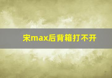 宋max后背箱打不开