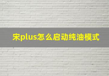 宋plus怎么启动纯油模式