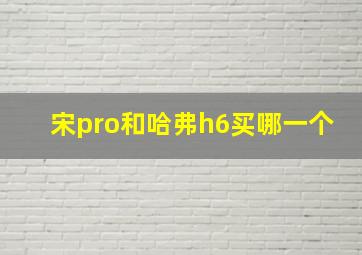 宋pro和哈弗h6买哪一个