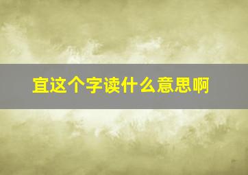 宜这个字读什么意思啊