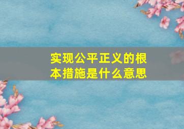 实现公平正义的根本措施是什么意思