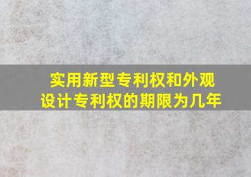 实用新型专利权和外观设计专利权的期限为几年