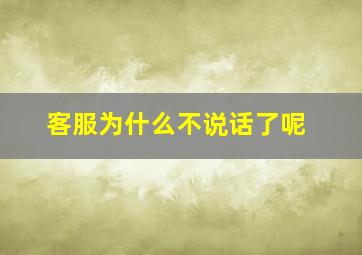 客服为什么不说话了呢