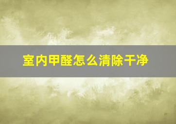 室内甲醛怎么清除干净