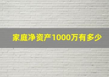 家庭净资产1000万有多少