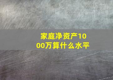 家庭净资产1000万算什么水平