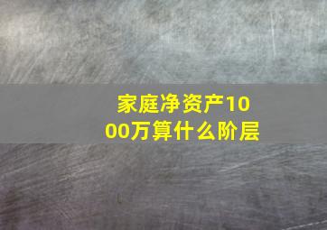 家庭净资产1000万算什么阶层