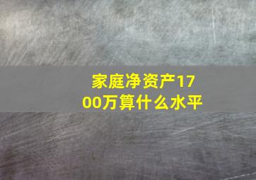 家庭净资产1700万算什么水平