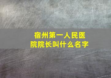 宿州第一人民医院院长叫什么名字