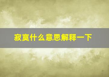 寂寞什么意思解释一下