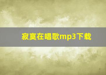 寂寞在唱歌mp3下载