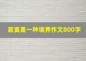 寂寞是一种境界作文800字