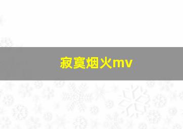 寂寞烟火mv