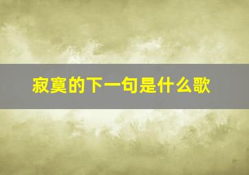 寂寞的下一句是什么歌