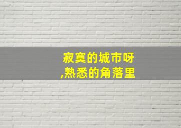 寂寞的城市呀,熟悉的角落里