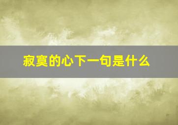 寂寞的心下一句是什么