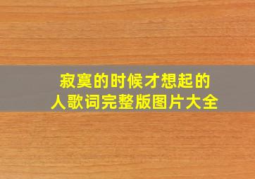 寂寞的时候才想起的人歌词完整版图片大全