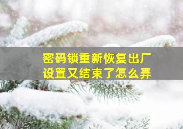 密码锁重新恢复出厂设置又结束了怎么弄