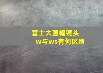 富士大画幅镜头w与ws有何区别