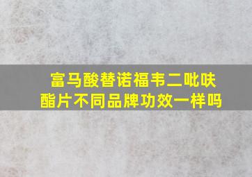 富马酸替诺福韦二吡呋酯片不同品牌功效一样吗