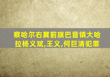 察哈尔右翼前旗巴音镇大哈拉杨义斌,王义,何巨清犯罪