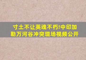 寸土不让英魂不朽!中印加勒万河谷冲突现场视频公开