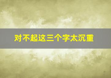 对不起这三个字太沉重