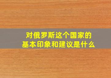 对俄罗斯这个国家的基本印象和建议是什么