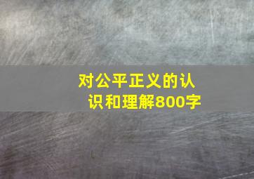 对公平正义的认识和理解800字