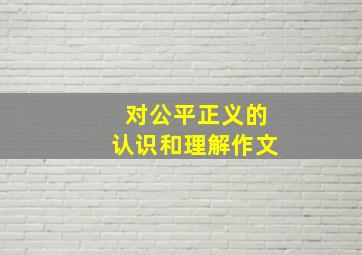 对公平正义的认识和理解作文