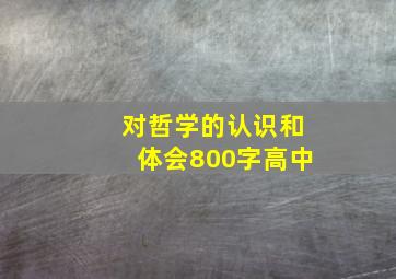 对哲学的认识和体会800字高中