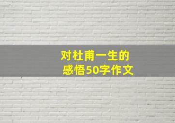 对杜甫一生的感悟50字作文