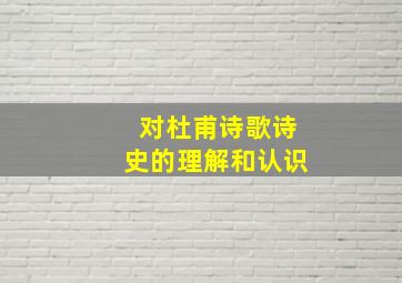 对杜甫诗歌诗史的理解和认识