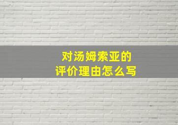 对汤姆索亚的评价理由怎么写