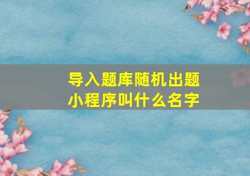 导入题库随机出题小程序叫什么名字