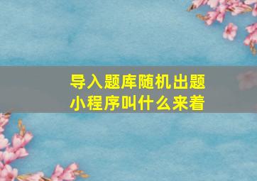 导入题库随机出题小程序叫什么来着