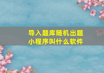 导入题库随机出题小程序叫什么软件