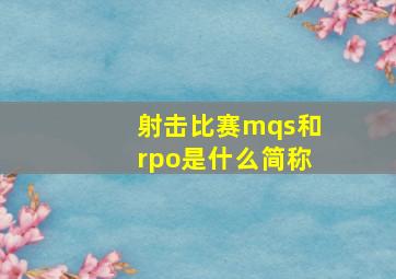 射击比赛mqs和rpo是什么简称