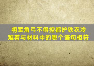 将军角弓不得控都护铁衣冷难着与材料中的哪个语句相符