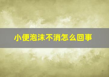 小便泡沫不消怎么回事