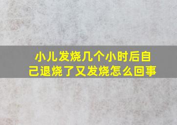 小儿发烧几个小时后自己退烧了又发烧怎么回事