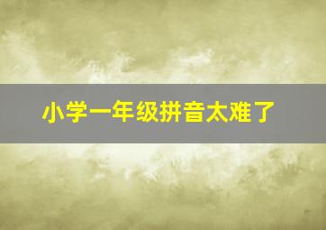 小学一年级拼音太难了